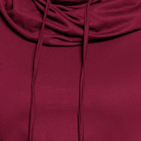 PLUS SIZE FUNNEL COLLAR MAXI ASYMMETRIC HOODIE (WINE RED)