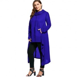 PLUS SIZE FUNNEL COLLAR MAXI ASYMMETRIC HOODIE (BLUE)