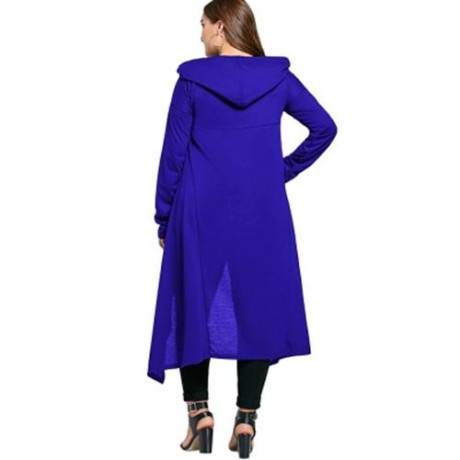 PLUS SIZE FUNNEL COLLAR MAXI ASYMMETRIC HOODIE (BLUE)