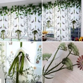 EMBROIDERED ROMAN SHADE TIE-UP WINDOW CURTAIN PASTORAL STYLE 80 X 100CM (BLUE)