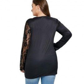 LACE INSERT FLORAL SKULL HALLOWEEN PLUS SIZE T-SHIRT (BLACK)