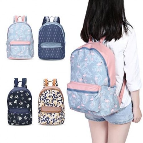 GUAPABIEN PREPPY STYLE PRINT TRAVEL BACKPACK GIRLS SCHOOL BAG (AZURE)