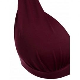 PLUS SIZE HIGH WAISTED HALTER BRALETTE BIKINI (WINE RED)