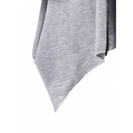 PLUS SIZE FLARE SLEEVE LACE UP TOP (LIGHT GRAY)