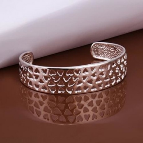 CHIC SILVER PLATED OPENWORK HEART BRACELET FOR WOMEN (SILVER)