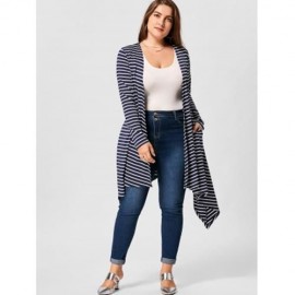 PLUS SIZE STRIPED HANDKERCHIEF HEM CARDIGAN (BLUE STRIPE)