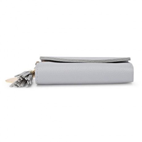 GUAPABIEN WOMEN FOLDABLE SHORT WALLET TASSEL CARD HOLDER (LIGHT GRAY)