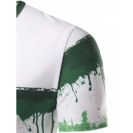 3D STRIPES PRINT ROUND COLLAR T-SHIRT FOR MEN (COLORMIX)