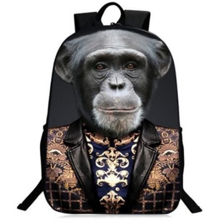 3D ANIMAL PATTERN POLYESTER BACKPACK (GRAY)