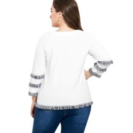 PLUS SIZE LONG SLEEVE T-SHIRT WITH TASSEL (WHITE)