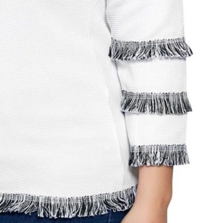 PLUS SIZE LONG SLEEVE T-SHIRT WITH TASSEL (WHITE)