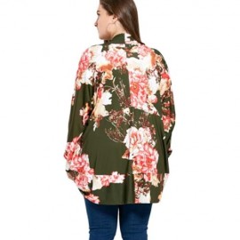 FLORAL PLUS SIZE OPEN FRONT COAT (GREEN)