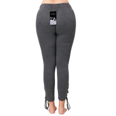 PLUS SIZE ELASTIC WAIST LACE UP PANTS (GRAY)