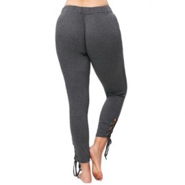 PLUS SIZE ELASTIC WAIST LACE UP PANTS (GRAY)