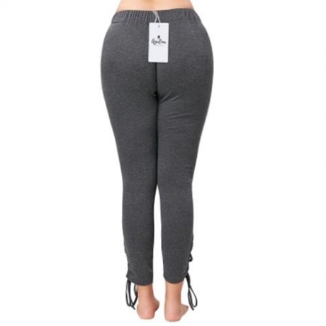 PLUS SIZE ELASTIC WAIST LACE UP PANTS (GRAY)