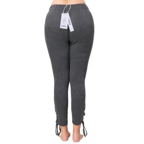 PLUS SIZE ELASTIC WAIST LACE UP PANTS (GRAY)
