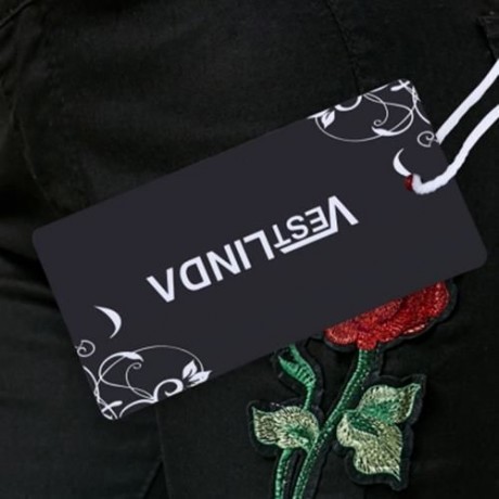 FLOWER EMBROIDERED RIPPED JEANS (BLACK)