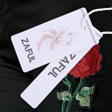 FLOWER EMBROIDERED RIPPED JEANS (BLACK)