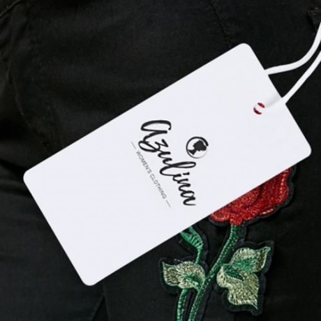 FLOWER EMBROIDERED RIPPED JEANS (BLACK)