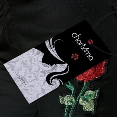 FLOWER EMBROIDERED RIPPED JEANS (BLACK)