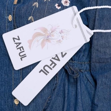 PLUS SIZE FLORAL EMBROIDERED LONGLINE DENIM SHIRT (BLUE)