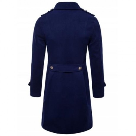 TURNDOWN COLLAR DOUBLE BREASTED PEACOAT (CADETBLUE)