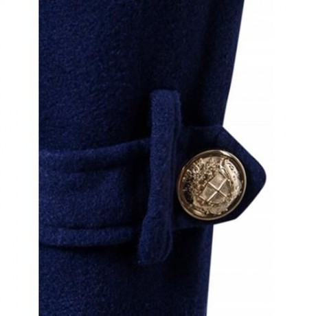 TURNDOWN COLLAR DOUBLE BREASTED PEACOAT (CADETBLUE)