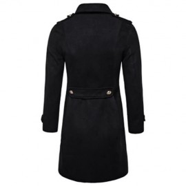 TURNDOWN COLLAR DOUBLE BREASTED PEACOAT (BLACK)