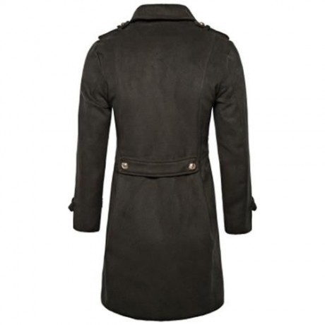 TURNDOWN COLLAR DOUBLE BREASTED PEACOAT (ARMY GREEN)