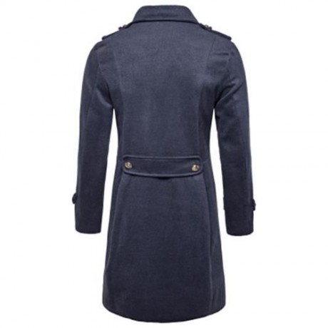 TURNDOWN COLLAR DOUBLE BREASTED PEACOAT (DEEP GRAY)