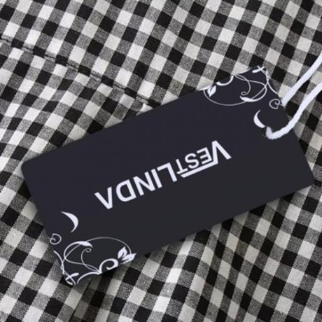 TURN-DOWN COLLAR BELL SLEEVE EMBROIDERY SHIRT FOR WOMEN (CHECKED)