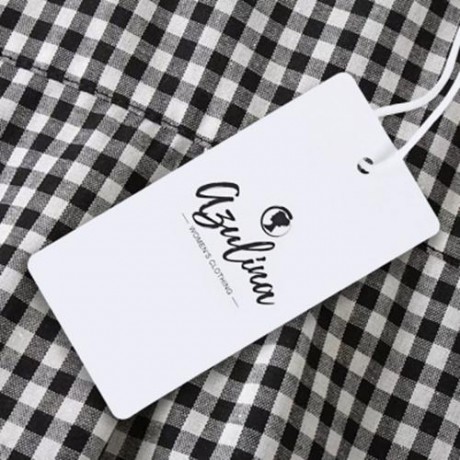 TURN-DOWN COLLAR BELL SLEEVE EMBROIDERY SHIRT FOR WOMEN (CHECKED)
