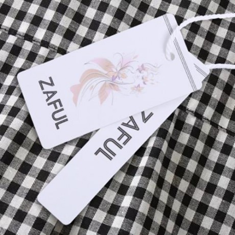 TURN-DOWN COLLAR BELL SLEEVE EMBROIDERY SHIRT FOR WOMEN (CHECKED)
