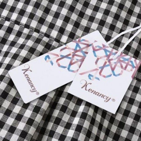 TURN-DOWN COLLAR BELL SLEEVE EMBROIDERY SHIRT FOR WOMEN (CHECKED)