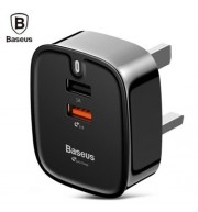 BASEUS FUNZI QC 3.0 DUAL USB SMART TRAVEL CHARGER UK PLUG (BLACK)