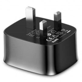 BASEUS FUNZI QC 3.0 DUAL USB SMART TRAVEL CHARGER UK PLUG (BLACK)