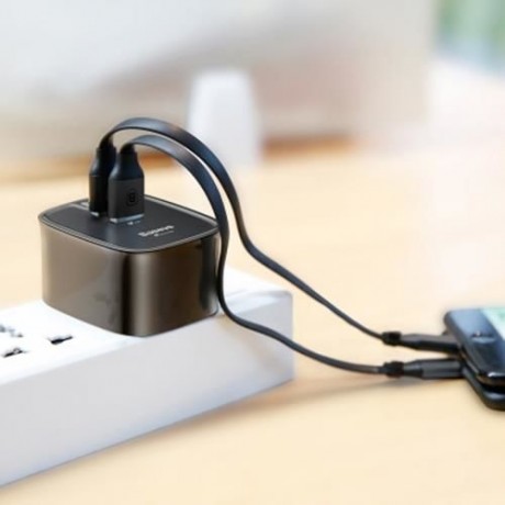 BASEUS FUNZI QC 3.0 DUAL USB SMART TRAVEL CHARGER UK PLUG (BLACK)