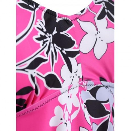 FLORAL PADDED HIGH WAISTED PLUS SIZE BATHING SUIT (ROSE RED)