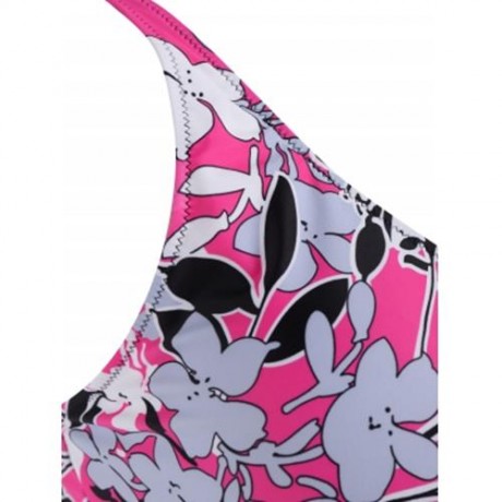 FLORAL PADDED HIGH WAISTED PLUS SIZE BATHING SUIT (ROSE RED)