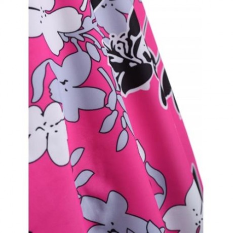 FLORAL PADDED HIGH WAISTED PLUS SIZE BATHING SUIT (ROSE RED)