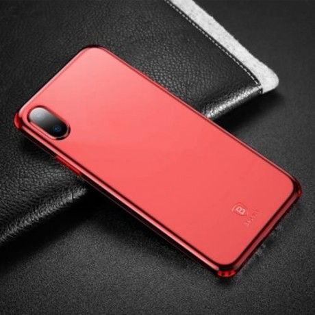 BASEUS SIMPLE SERIES (ANTI-FALL) CLEAR TPU CASE FOR IPHONE X (RED)