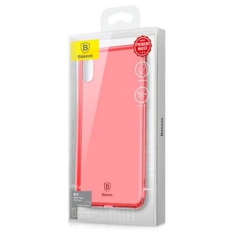 BASEUS SIMPLE SERIES (ANTI-FALL) CLEAR TPU CASE FOR IPHONE X (RED)