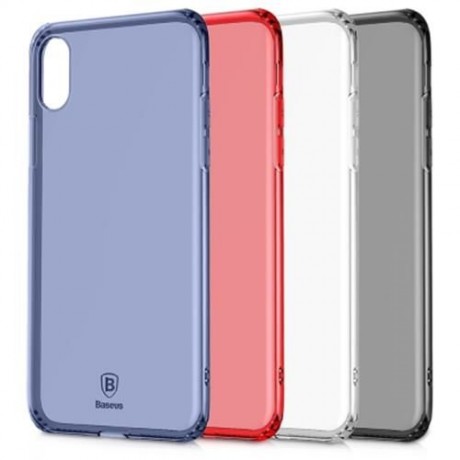 BASEUS SIMPLE SERIES (ANTI-FALL) CLEAR TPU CASE FOR IPHONE X (RED)
