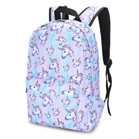 GUAPABIEN TRAVEL GIRLS 3D UNICORN PRINT BACKPACK SCHOOL BAG (BLUE)