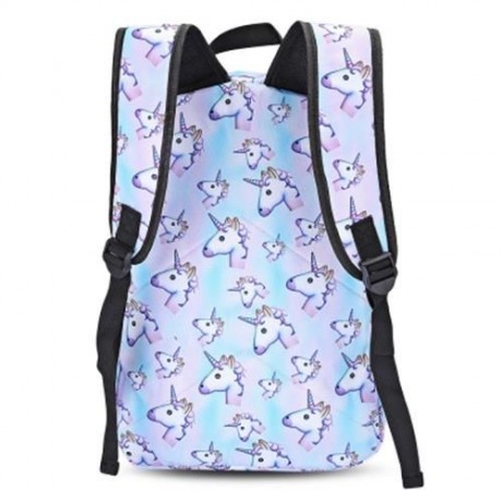 GUAPABIEN TRAVEL GIRLS 3D UNICORN PRINT BACKPACK SCHOOL BAG (BLUE)