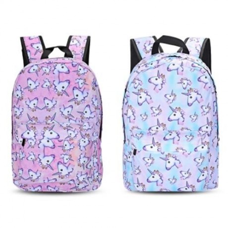 GUAPABIEN TRAVEL GIRLS 3D UNICORN PRINT BACKPACK SCHOOL BAG (BLUE)