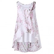 PLUS SIZE TINY FLORAL OVERLAP SLEEVELESS TOP (PINK)