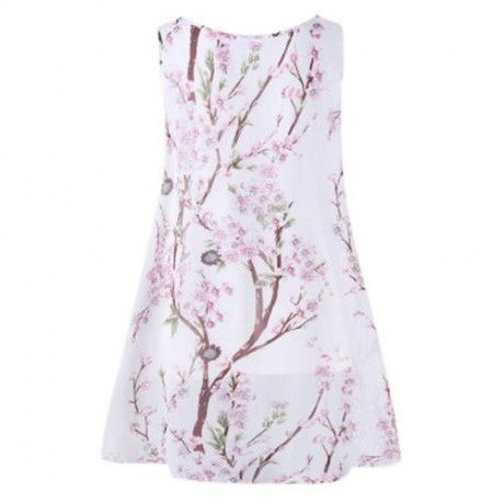 PLUS SIZE TINY FLORAL OVERLAP SLEEVELESS TOP (PINK)