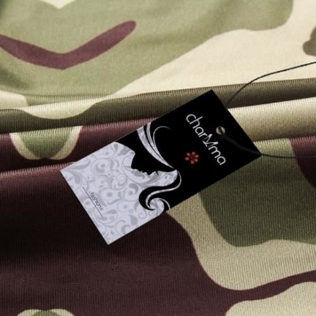 ROUND COLLAR CAMOUFLAGE SPLICED WOMEN CROP TOP WITH PANTS (ACU CAMOUFLAGE)