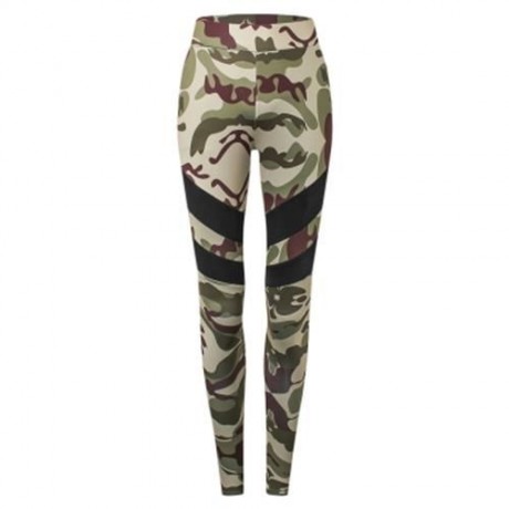 ROUND COLLAR CAMOUFLAGE SPLICED WOMEN CROP TOP WITH PANTS (ACU CAMOUFLAGE)